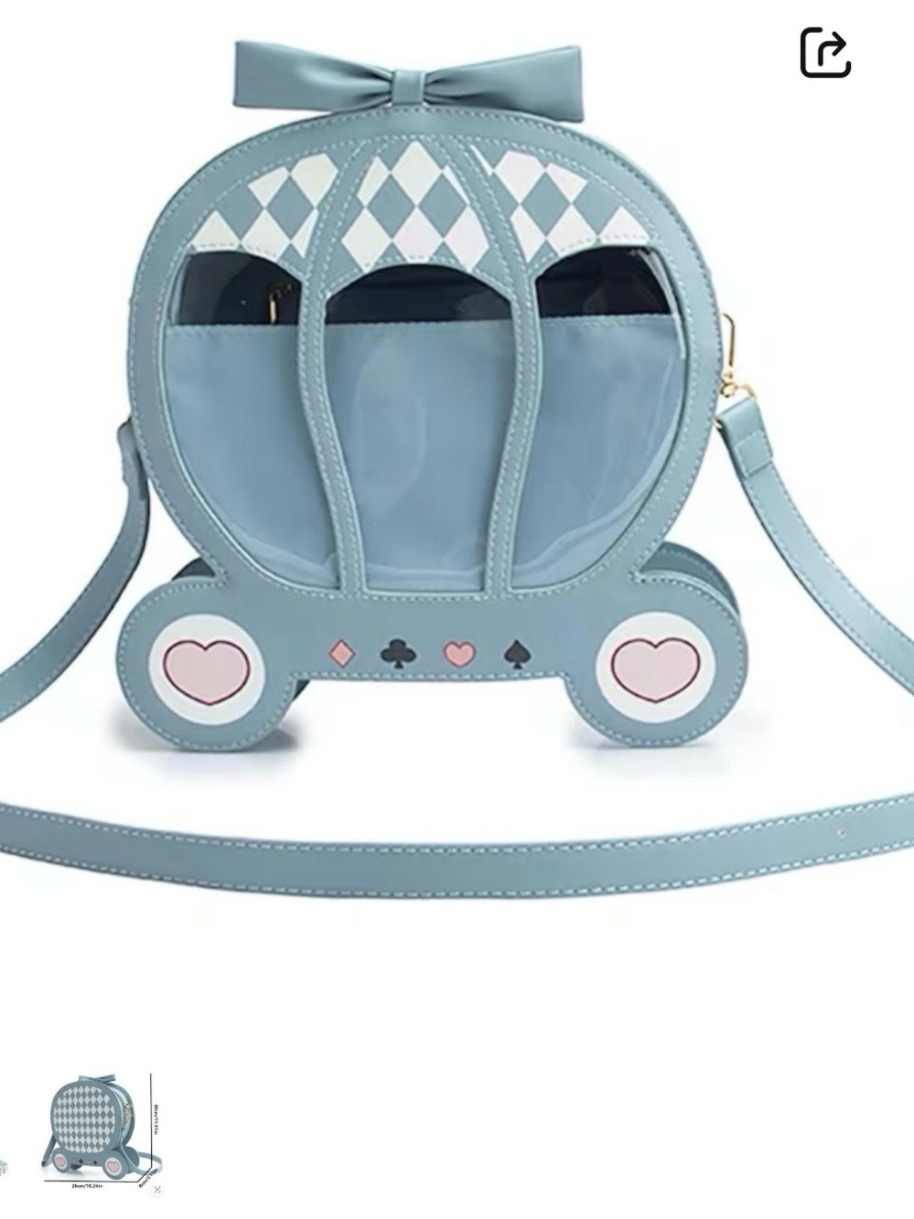 Blue Kids Carriage Crossbody Bag with Heart Accents